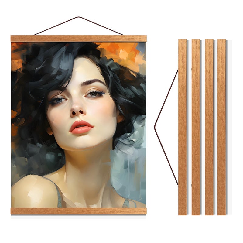 Travelization Magnetic Poster Hanger 12â€ Poster Frame with Strong Magnets, Complete Hanging Kit for Posters, Art, Maps, and More, Fits 12x12, 12x18, 12x24, and 12x36, Teak Wood - Image 1